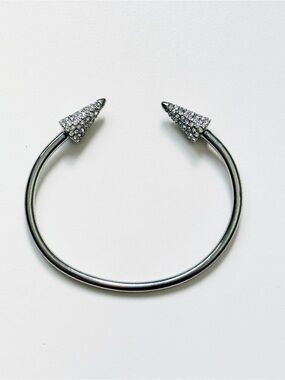 Juicy Couture Silver-Tone Pavé Cone Spikes Open Cuff Bracelet